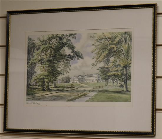 G. Cuitt - 3 dry point etchings of Chester and Renis Flanders, 2 signed prints of Sandhurst (5)